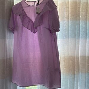 NWT DIVIDED ladies dress, light purple (lilac), V shape at top front, size Large